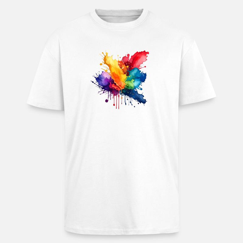 Farbspritzer Explosion - Oversized Heavyweight Unisex T-Shirt - Weiß