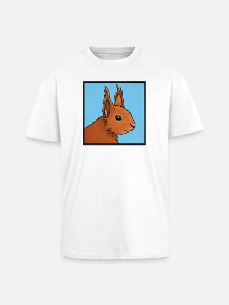 Squirrel Illustration Blue - Unisex Oversized Heavyweight T-shirt - white