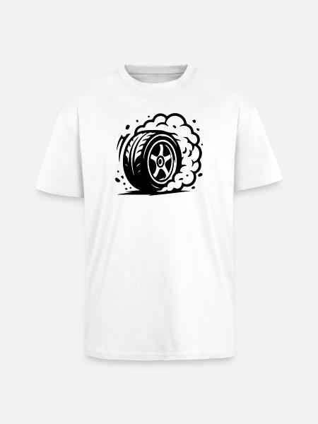 Car Tire Drifting Icon - Unisex Oversized Heavyweight T-shirt - white