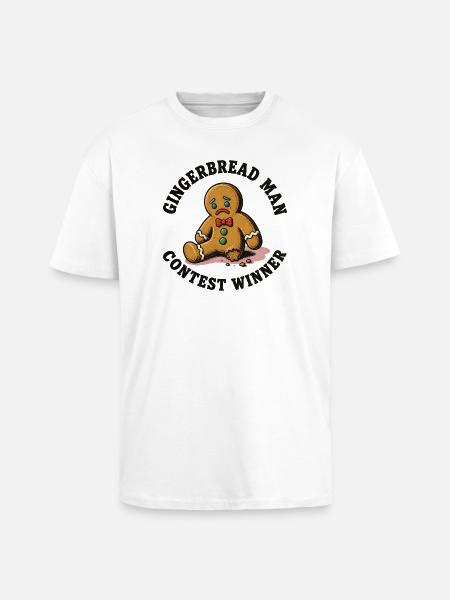 Gingerbread Man Contest Winner, Funny B - Unisex Oversized Heavyweight T-shirt - white