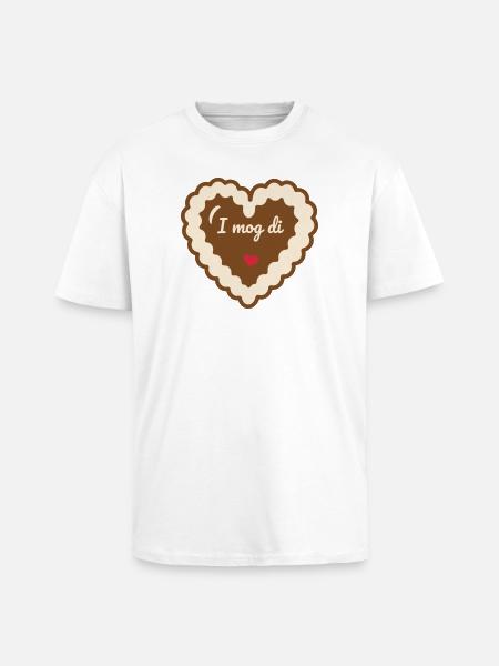 I mog di Gingerbread Heart - Festival folklorique bavarois Amour - T-shirt unisexe oversize épais - blanc