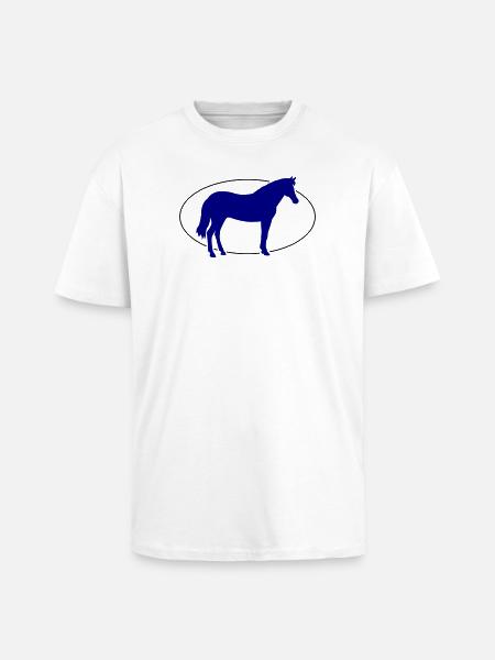 Kobaltblaues Pferd Silhouette - Oversized Heavyweight Unisex T-Shirt - Weiß