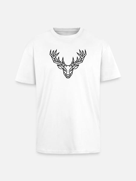 Geometric Deer Antlers - Unisex Oversized Heavyweight T-shirt - white