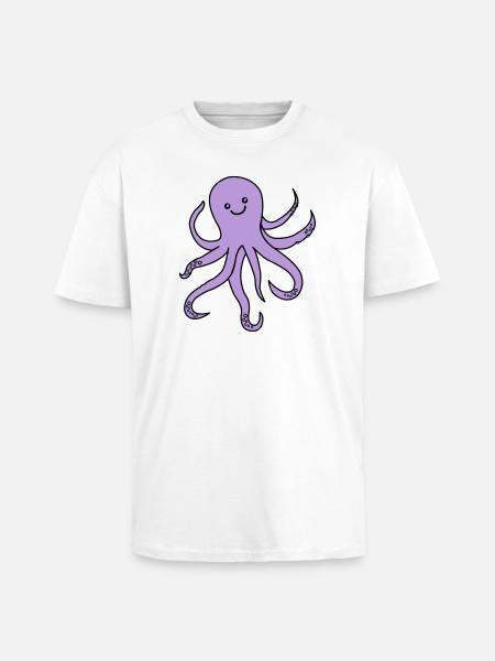 Charme de pieuvre violette - T-shirt unisexe oversize épais - blanc