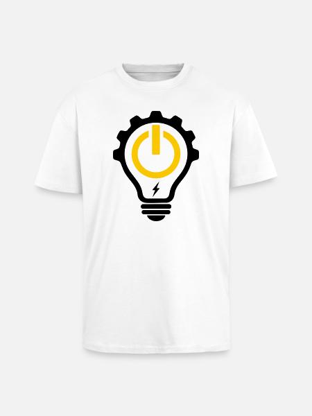 Elektriker Glühbirne Blitz und Zahnrad - Oversized Heavyweight Unisex T-Shirt - Weiß