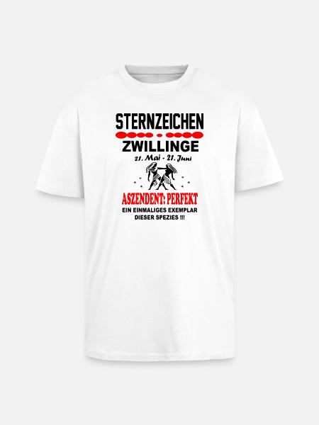 Ascendent: Perfekt Sternzeichen Zwilling - Oversized Heavyweight Unisex T-Shirt - Weiß