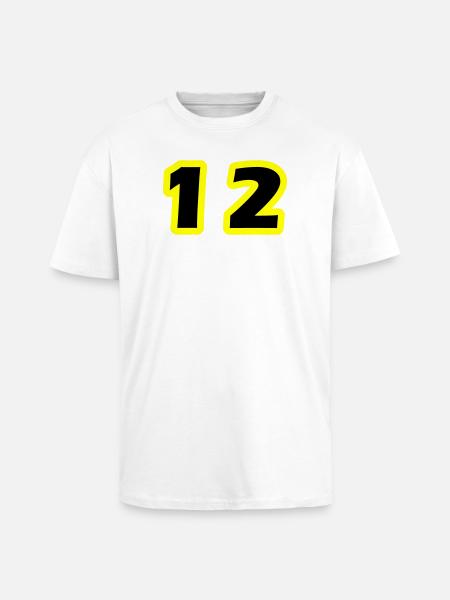 12 Symbole numérique - T-shirt unisexe oversize épais - blanc