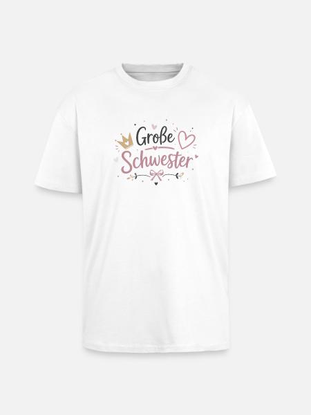 Große Schwester Herz Krone Design - Oversized Heavyweight Unisex T-Shirt - Weiß