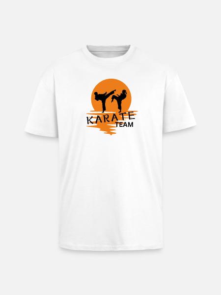 Karate-Duo Sonnenaufgangs-Silhouette - Oversized Heavyweight Unisex T-Shirt - Weiß