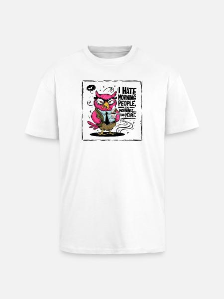 Morgenmuffel Büro-Eule im Anzug - T-shirt unisexe oversize épais - blanc
