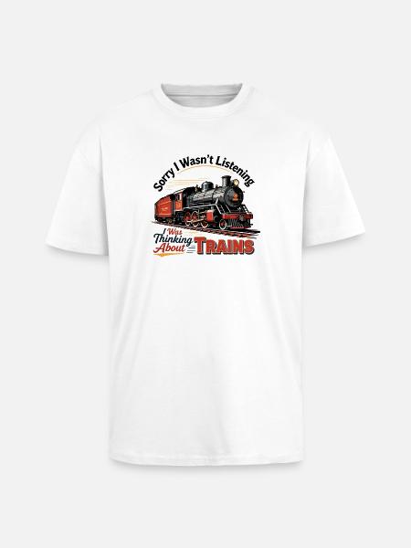 Nostalgische Dampflok Illustration - Oversized Heavyweight Unisex T-Shirt - Weiß