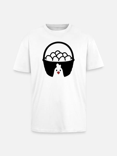 Eierkorb Huhn Icon - Oversized Heavyweight Unisex T-Shirt - Weiß