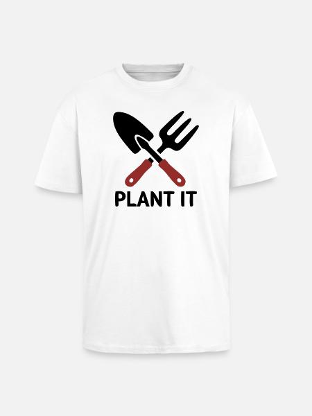 Gartenwerkzeug Plant It Logo - Oversized Heavyweight Unisex T-Shirt - Weiß