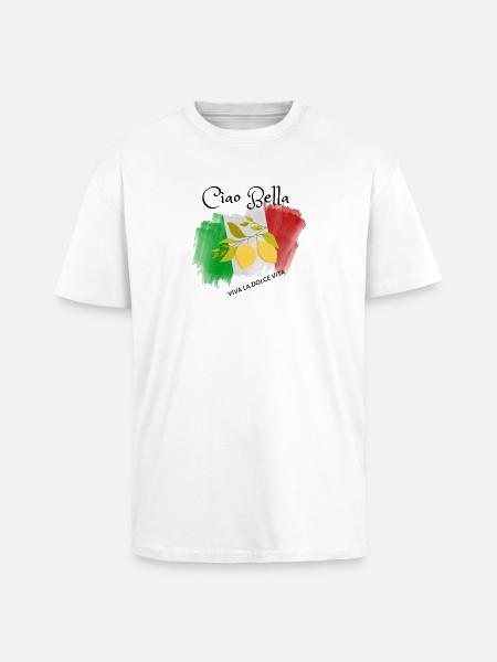 Lemon Branch in Italian Flag - Unisex Oversized Heavyweight T-shirt - white