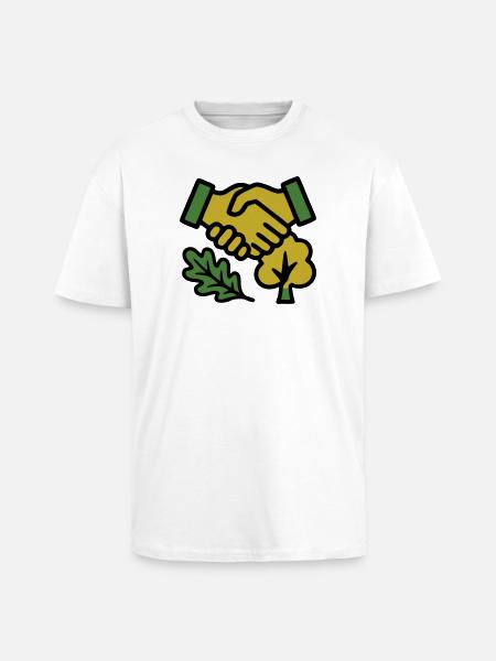 Handshake Nature Forest Logo - Unisex Oversized Heavyweight T-shirt - white