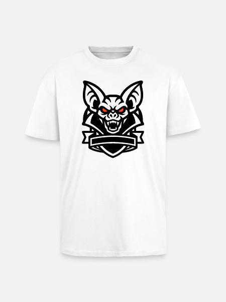 Fledermaus Maskottchen Logo - Oversized Heavyweight Unisex T-Shirt - Weiß
