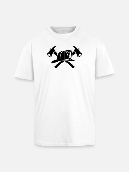 Firefighter Helmet Aexte Silhouette - Unisex Oversized Heavyweight T-shirt - white