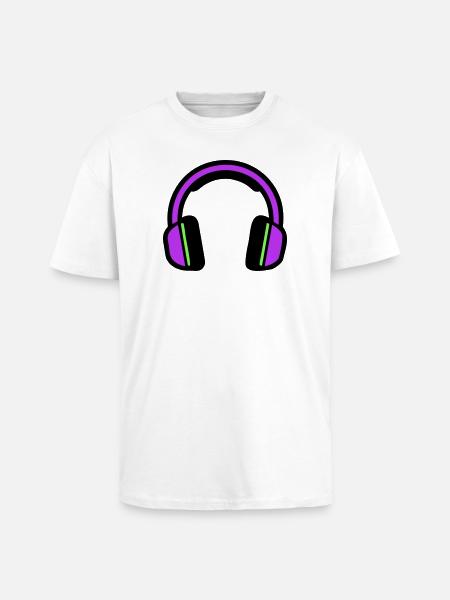 Silhouette musicale des écouteurs - T-shirt unisexe oversize épais - blanc