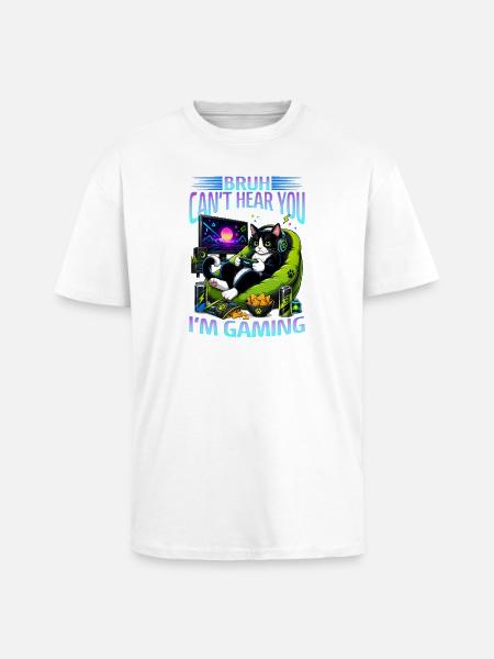 Gamer Gaming Cat Video Game - Oversized Heavyweight Unisex T-Shirt - Weiß