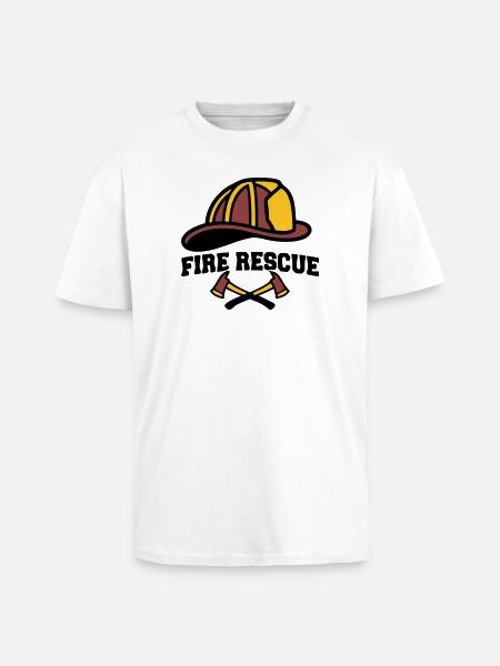 Feuerwehrhelm Wappen Logo - Oversized Heavyweight Unisex T-Shirt - Weiß