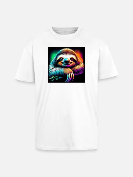 Faultier - Oversized Heavyweight Unisex T-Shirt - Weiß