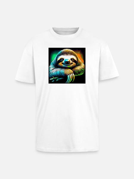 Faultier - Oversized Heavyweight Unisex T-Shirt - Weiß