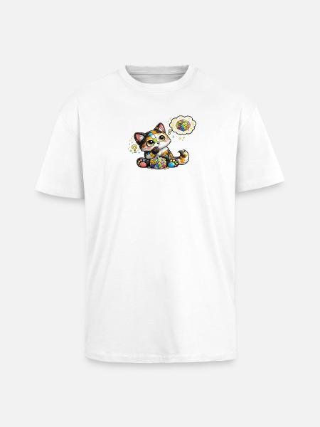 Cat Mosaic Dream Kitten - Unisex Oversized Heavyweight T-shirt - white
