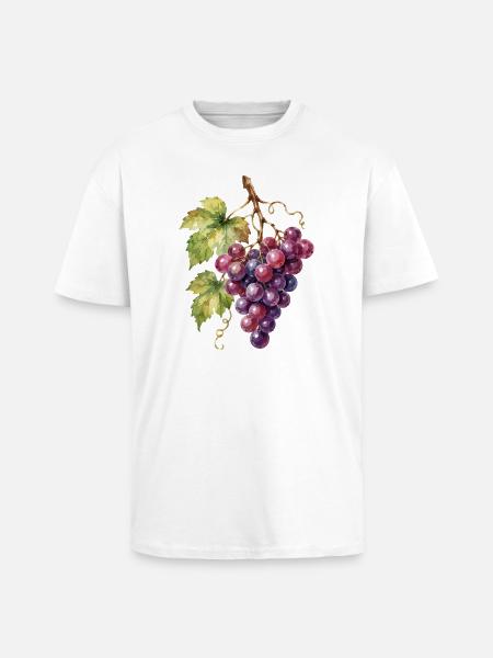Aquarellweintrauben Cluster - Oversized Heavyweight Unisex T-Shirt - Weiß