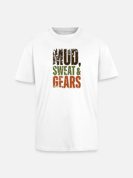 Mud Sweat Gears Gravel - Oversized Heavyweight Unisex T-Shirt - Weiß