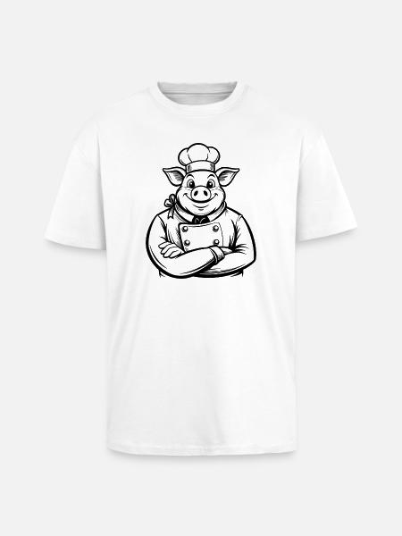 Chef Pig - Oversized Heavyweight Unisex T-Shirt - Weiß