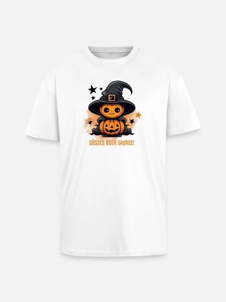 Süßes Oder Saures Halloween Kürbis Geschenk - Oversized Heavyweight Unisex T-Shirt - Weiß