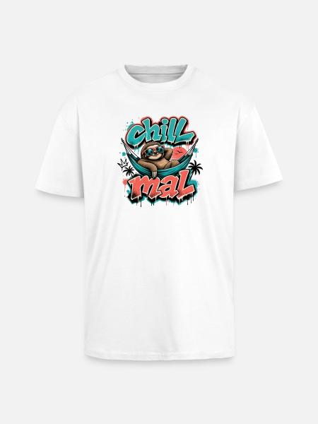 Chill Times Cool Sloth Graffiti Design - Unisex Oversized Heavyweight T-shirt - white