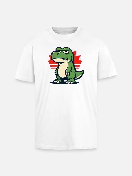 Chillig Dinosaur Mood Grumpy - T-shirt unisexe oversize épais - blanc