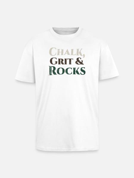 Chalk Grit & Rocks Motif - Unisex Oversized Heavyweight T-shirt - white