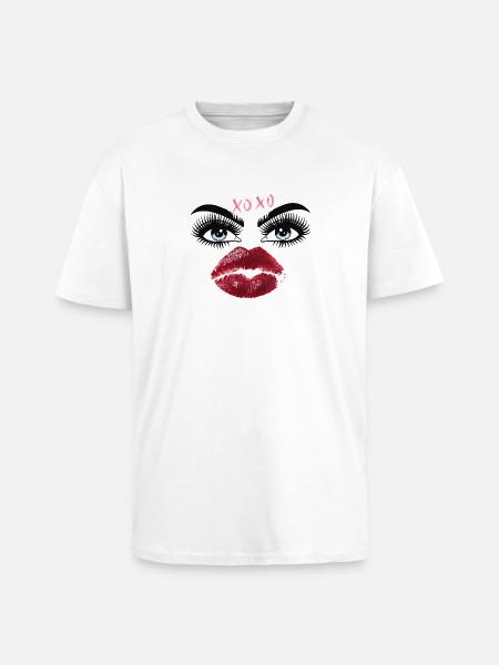 Kusslippen und Augen Glamour - Oversized Heavyweight Unisex T-Shirt - Weiß