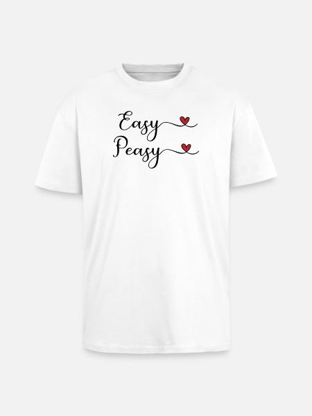 Easy Peasy Heart - Oversized Heavyweight Unisex T-Shirt - Weiß