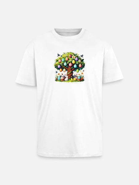 Easter Garden EggTree - Unisex Oversized Heavyweight T-shirt - white