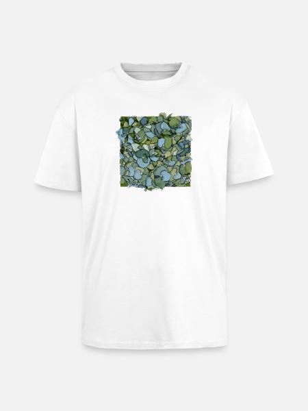 Blue Hydrangeas – Modern Floral Illustration - Unisex Oversized Heavyweight T-shirt - white