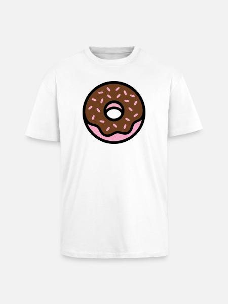 Donut Chocolate Sprinkles Icon - Unisex Oversized Heavyweight T-shirt - white