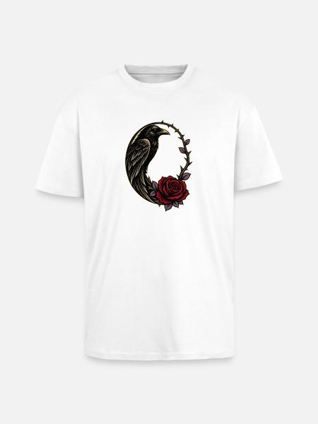Raven Rose Gothic Crescent Moon - Unisex Oversized Heavyweight T-shirt - white