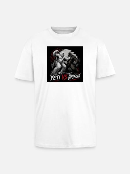 Yeti vs Bigfoot - Unisex Oversized Heavyweight T-shirt - white