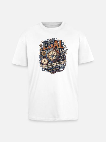 Egal Kompass Lebensgefühl - Oversized Heavyweight Unisex T-Shirt - Weiß