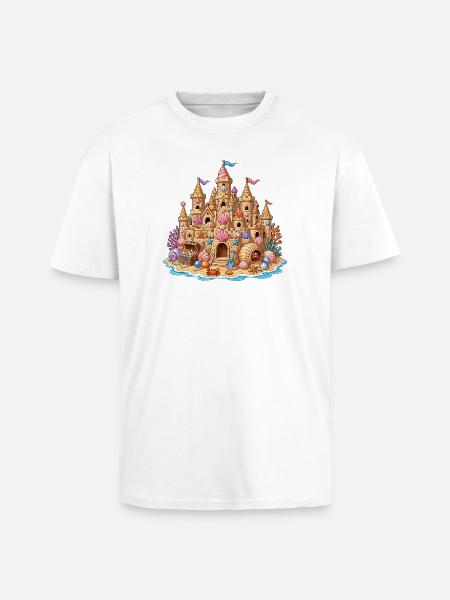 Coastal Sandcastle Shells - Unisex Oversized Heavyweight T-shirt - white