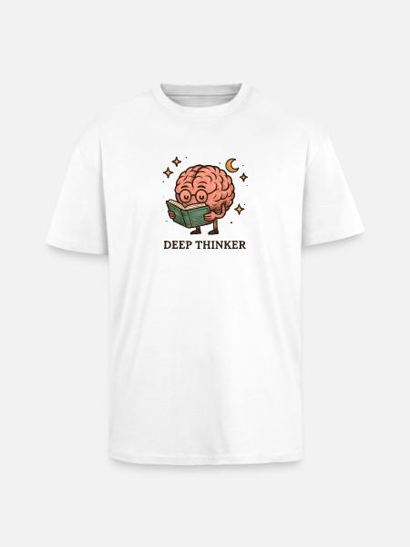 Deep thinker brain while reading - Unisex Oversized Heavyweight T-shirt - white