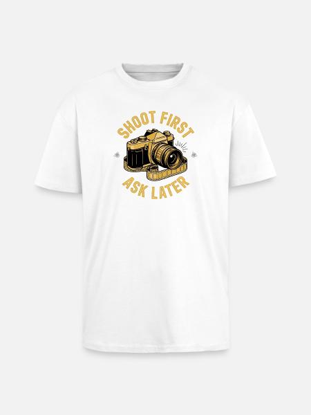 Shoot First Ask Later - T-shirt unisexe oversize épais - blanc