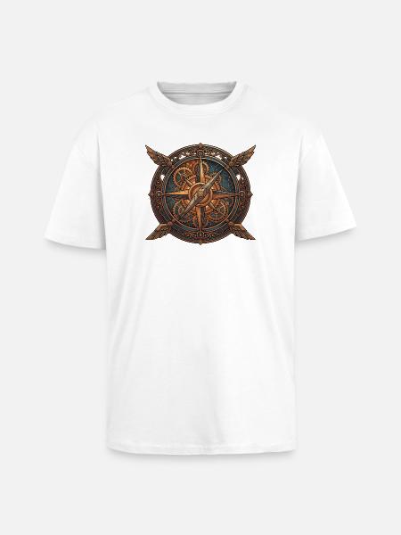 Steampunk compass with wings - Unisex Oversized Heavyweight T-shirt - white