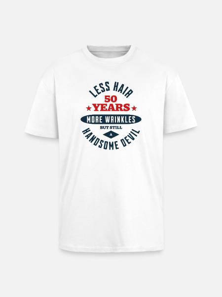 50th Birthday Devil - Unisex Oversized Heavyweight T-shirt - white