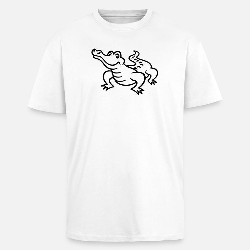 Krokodil - Oversized Heavyweight Unisex T-Shirt - Weiß