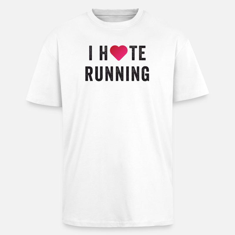 J’aime/déteste courir - T-shirt unisexe oversize épais - blanc