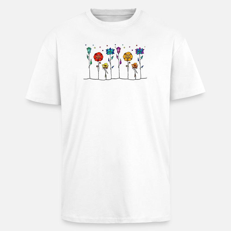 Fleur - T-shirt unisexe oversize épais - blanc